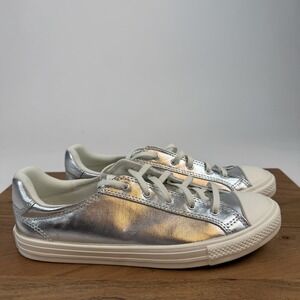 New Womens Converse CTAS Dainty Lucky OX Silver Low Casual Sneakers Size 8 M NIB